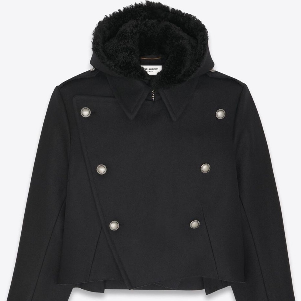 YSL Saint Laurent NWT Wool and Shearling Coat